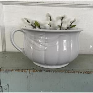 Antique Ironstone Chamberpot Royal Patent Burgess Goddard Wheat Stalk White Bowl